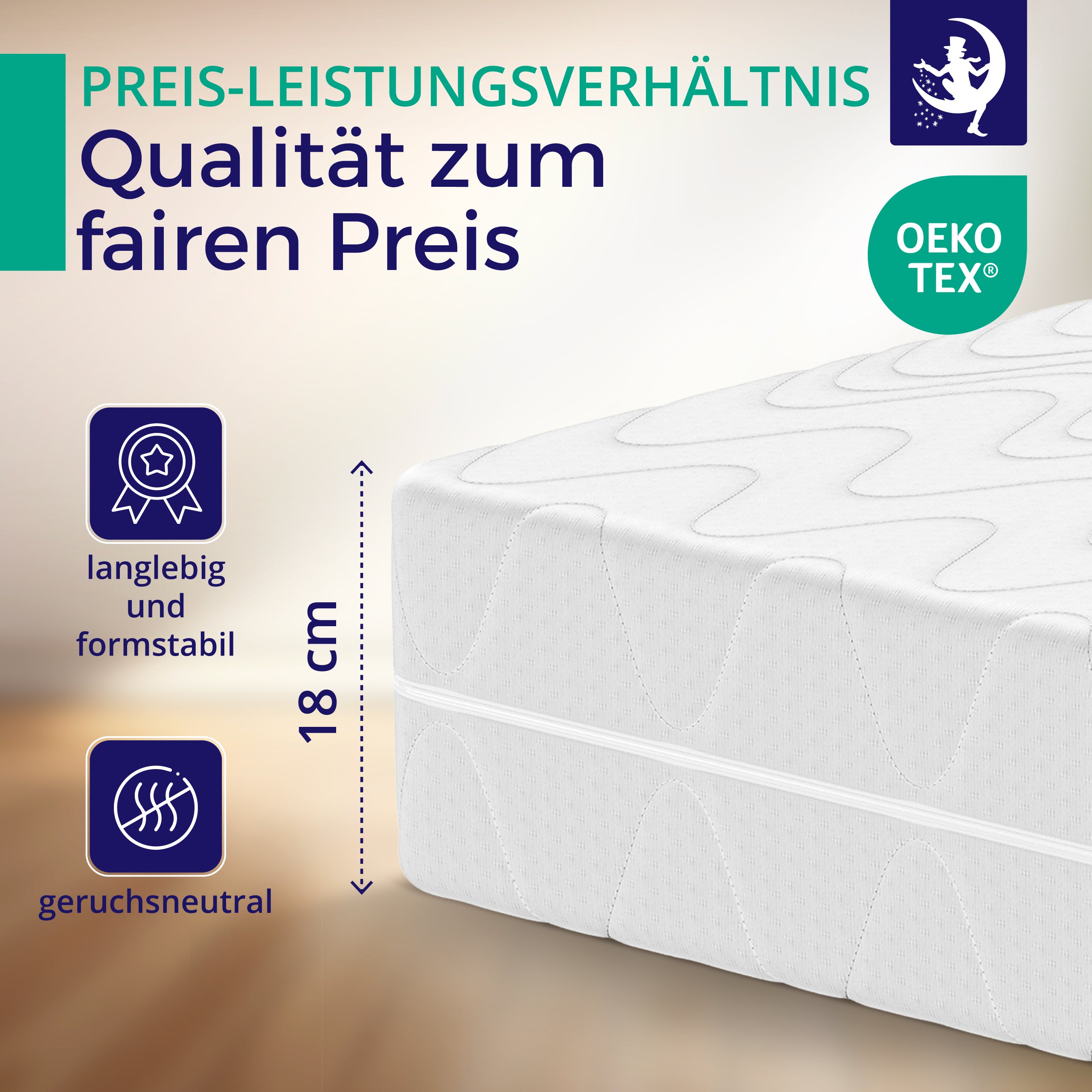 Taschenfederkernmatratze Basic 18 cm – H2